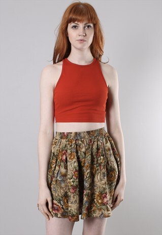 VINTAGE 90S FLORAL PATTERNED MINI SKATER SKIRT