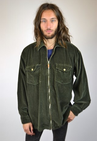 VINTAGE 90'S ZIP-UP CORDUROY SHIRT
