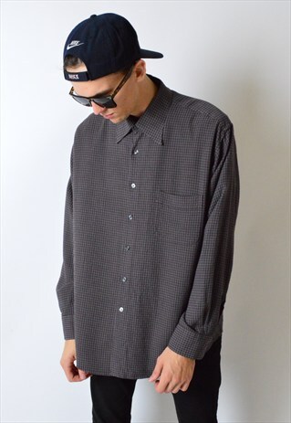 VINTAGE 90S GREY CHECK LONG SLEEVE SHIRT