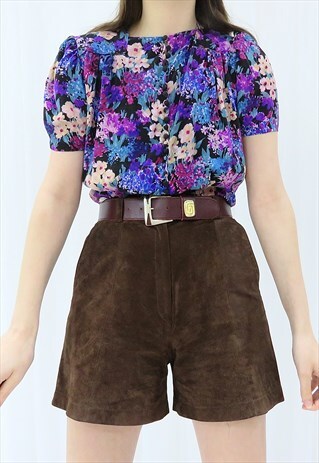 80s Vintage Multicoloured Floral Blouse (Size S)
