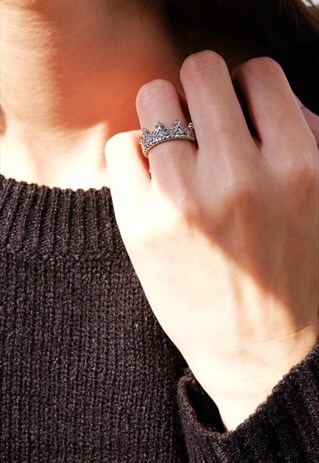 CZ CROWN STERLING SILVER RING