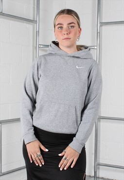 Vintage Nike Hoodie in Grey with Swoosh Tick Logo Small