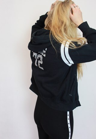 VINTAGE 90S NIKE ATHLETIC LOGO ZIP THROUGH HOODIE BLACK