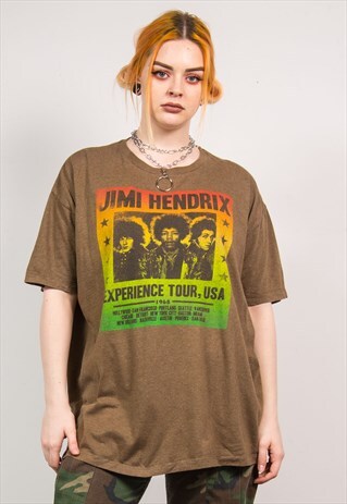 JIMI HENDRIX BROWN USA TOUR BAND T-SHIRT