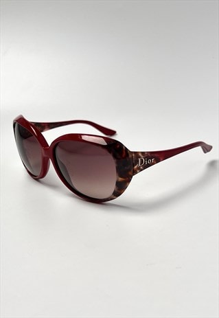 Christian Dior Sunglasses Round Oversized Red Brown