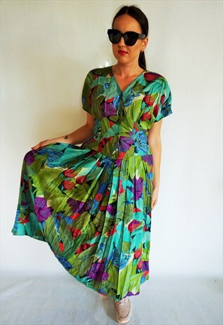 VINTAGE SUMMER MIDI DRESS DRESSES SHORT SLEEVES LONG MAXI