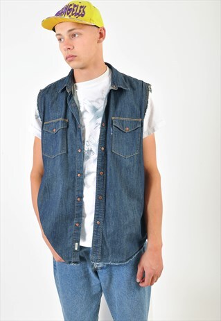 VINTAGE SLEEVELESS DENIM SHIRT