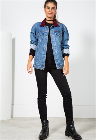 VINTAGE 80S LEVI'S CONTRAST COLLAR DENIM JACKET/ S1503