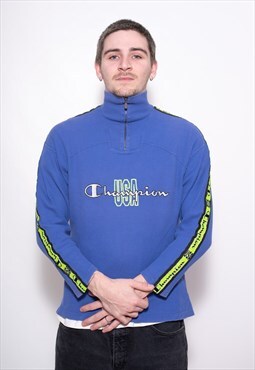 Vintage Champion USA 90s Neon 1/4 Zip Sweatshirt Pullover