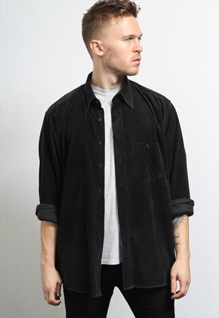VINTAGE CORDUROY CORD SHIRT BLACK