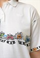 80S VINTAGE GRAPHIC PRINT ADIDAS WOMAN WHITE TSHIRT 4736