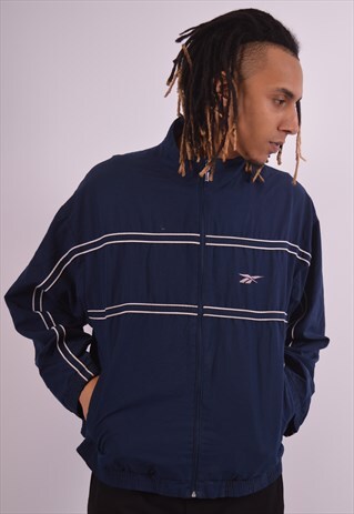 VINTAGE REEBOK TRACKSUIT TOP JACKET NAVY BLUE