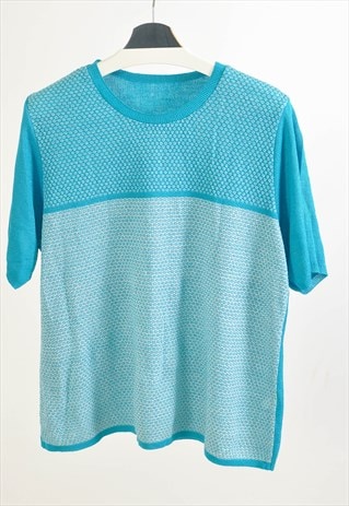 VINTAGE 80S CREW NECK TOP IN BLUE