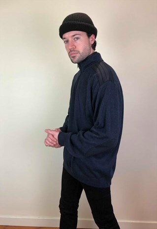 VINTAGE 90S PAUL & SHARK KNITTED QUARTER ZIP SWEATER XL