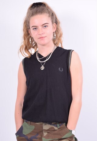VINTAGE FRED PERRY VEST TANK TOP BLACK