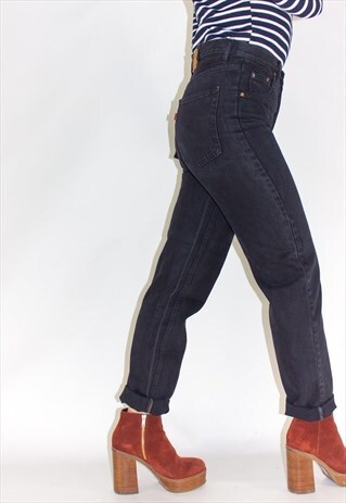 VINTAGE BLACK WASH HIGH WAIST 501 BUTTON FLY JEANS