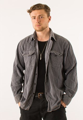 VINTAGE 90S GREY CHECKERED SHIRT XXL