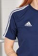 VINTAGE ADIDAS T-SHIRT IN NAVY CREWNECK SPORTS TEE SMALL