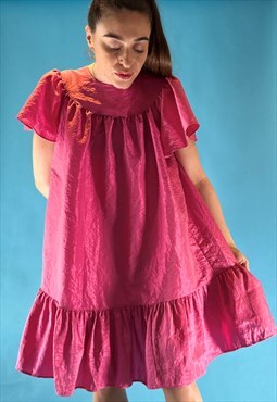 Vintage Y2K Hot Pink Frilly Babydoll Dress