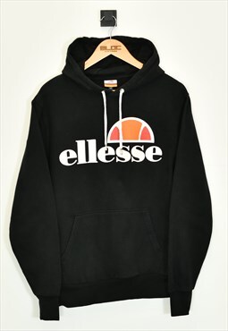 Vintage Ellesse Hooded Sweatshirt Black Medium