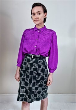 Vintage 80's Purple Pleat Shimmer Shirt