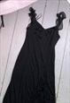 VINTAGE 90S BLACK RUFFLE DRESS 