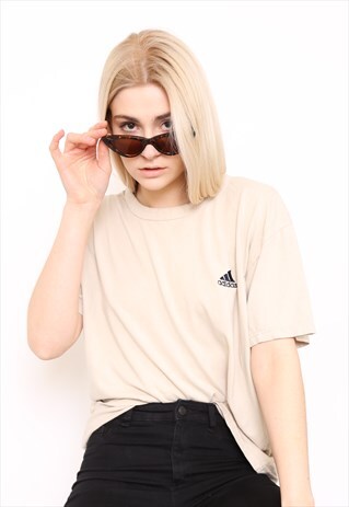 VINTAGE 80S ADIDAS BEIGE LOGO TOP T-SHIRT