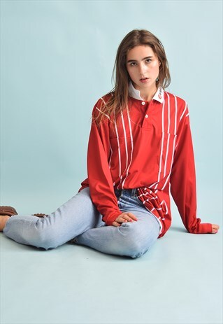 90'S RETRO STRIPED VARSITY OVERSIZED JERSEY JUMPER TOP