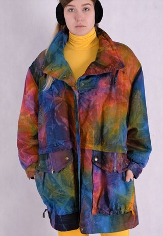 VINTAGE 90S TIE DYE SUPER COLORFUL OLD SCHOOL PARKA JACKET