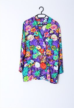 Vintage Colourful Flower Double Breasted Lightweight Jacket