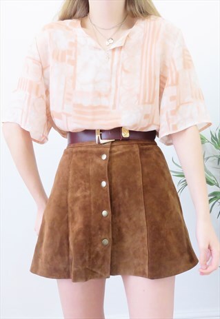 80S VINTAGE PINK ABSTRACT SLOUCHY BLOUSE