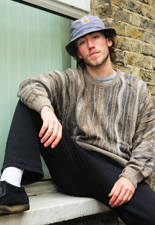 VINTAGE / 80'S / BROWN PATTERNED JUMPER