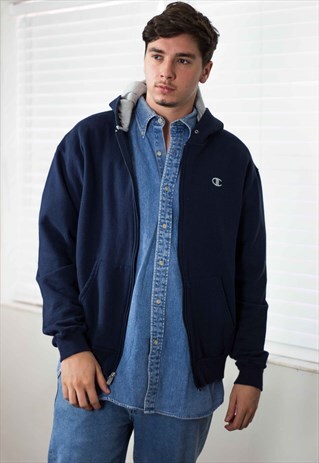 VINTAGE CHAMPION HOODIE SWEATSHIRT LOGO 90S L 21.4