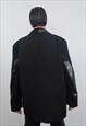 FAUX LEATHER SLEEVES BLAZER GOING OUT JACKET UTILITY BOMBER