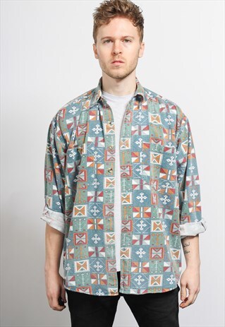 VINTAGE AZTEC PATTERNED SHIRT