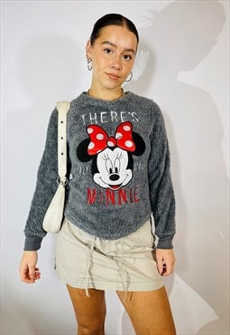 Vintage Size S Disney Minnie Fleece Sweatshirt in Grey