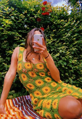 WILD ORANGE TREE SUNDANCE SUNFLOWER CROCHET DRESS