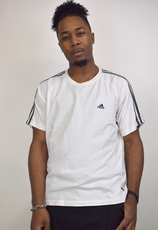 VINTAGE 90S ADIDAS WHITE TRIPLE STRIPE T-SHIRT