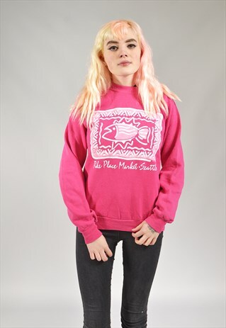 VINTAGE HOT PINK PIKE MARKET SEATTLE SWEATER