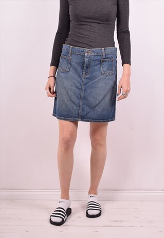 POLO RALPH LAUREN WOMENS VINTAGE DENIM SKIRT W32 BLUE 90S