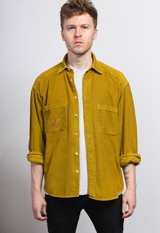 VINTAGE CORDUROY CORD SHIRT GREEN