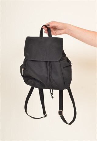 VINTAGE 90'S CANVAS BACKPACK HANDBAG BLACK