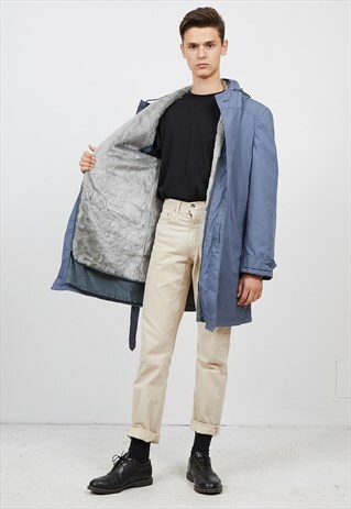VINTAGE BLUE UZOR WINTER SHEARLING PARKA COAT