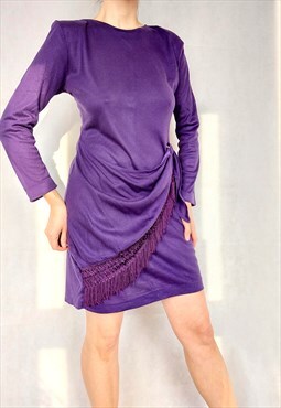Purple Ribbed Dress, Small Size 