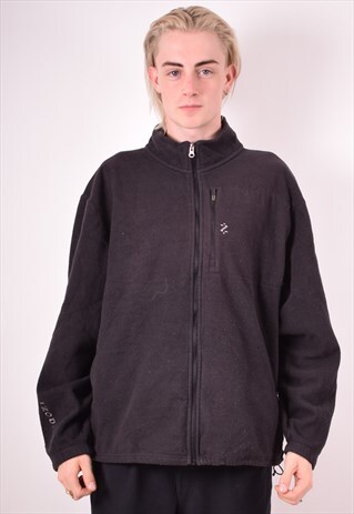 IZOD MENS VINTAGE FLEECE JACKET XL BLACK 90S