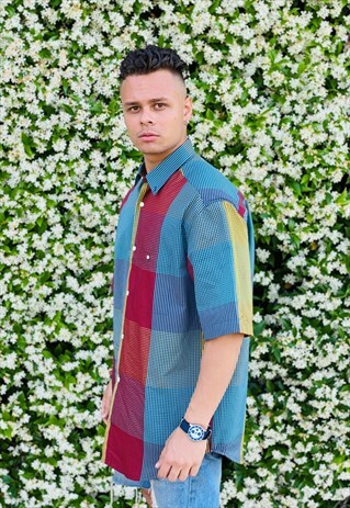 VINTAGE 80'S MULTICOLOR SHORT SLEEVE SHIRT FESTIVAL
