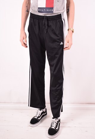 ADIDAS MENS VINTAGE TRACKSUIT TROUSERS SMALL BLACK 90S