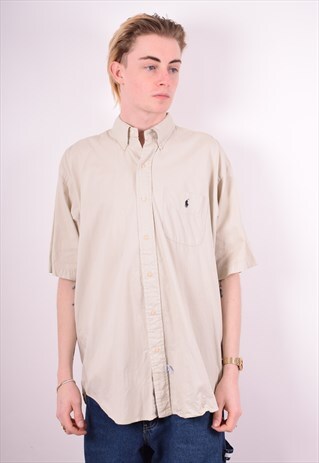 RALPH LAUREN MENS VINTAGE SHIRT LARGE GREY 90'S