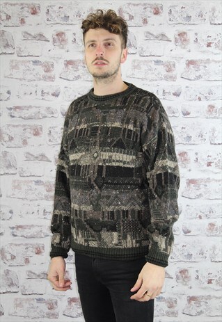 VINTAGE 90S PATTERNED JUMPER UNISEX. GRUNGE/INDIE.
