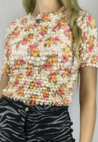 Y2K FLORAL POPCORN TOP